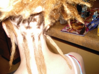 back combing dreadlocks I did